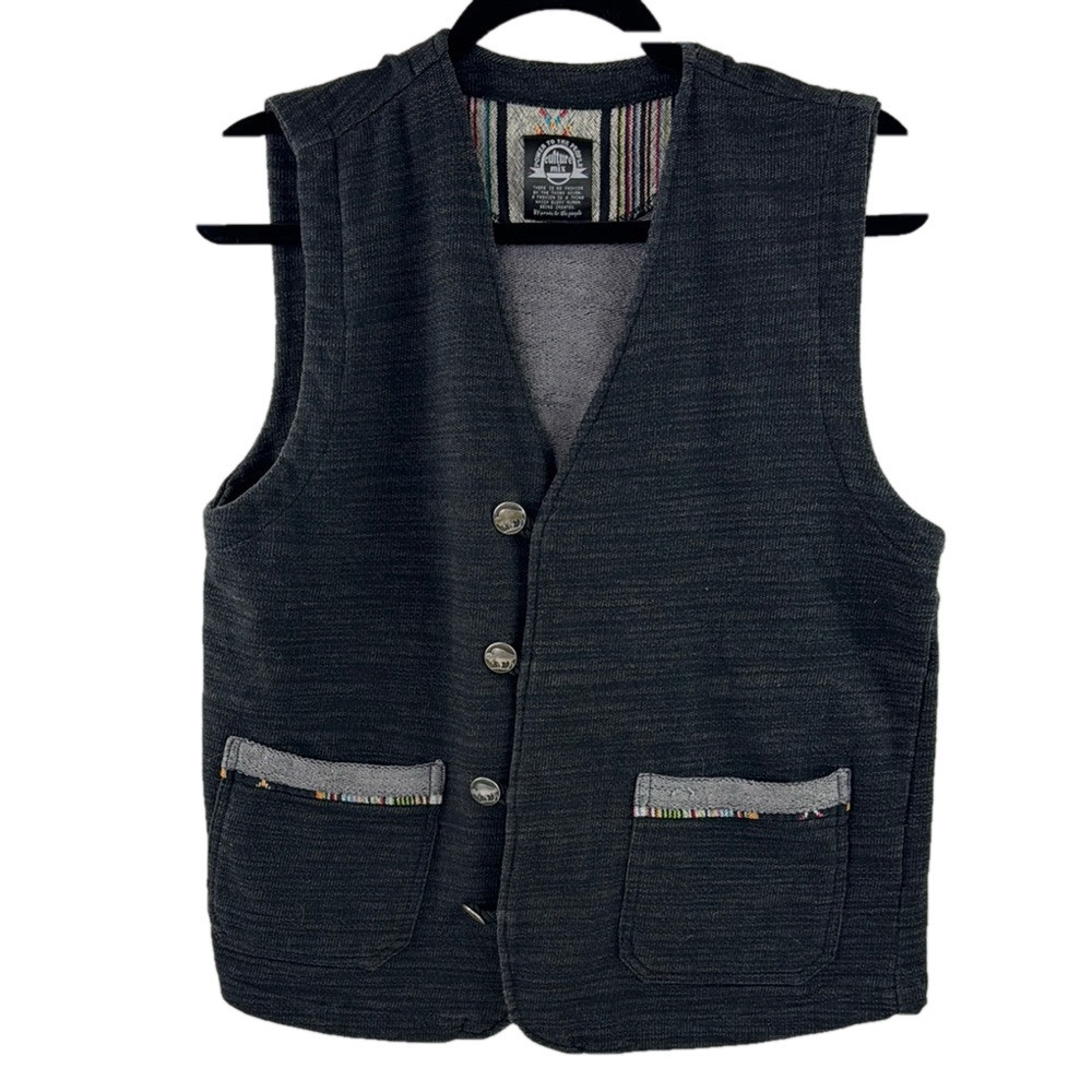 Power to The People Culture Mix - Men's Gray Button-Up Vest